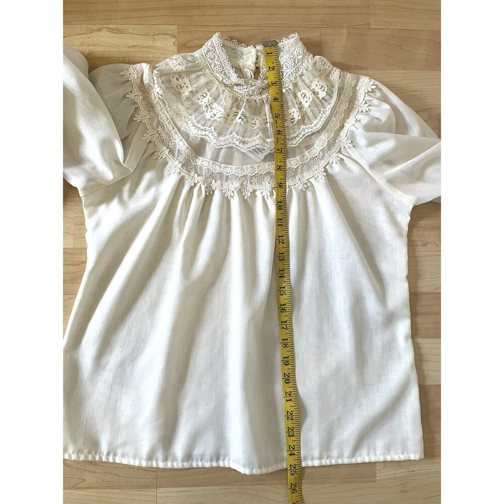 VTG Gunne Sax Blouse Top Victorian 70s Jessica’s Gunnies Ivory Cream Size 13 M/L - Picture 11 of 12